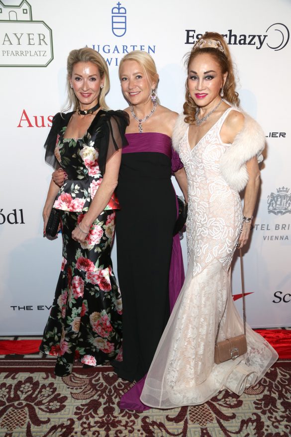 NEW YORK, NY - MAY 12: Sabine Riglos, Janna Bullock and Lucia Hwong Gordon attend 67th Viennese Opera Ball Benefiting Gabrielle's Angel Foundation at The Plaza on May 12, 2023 in New York. (Photo by Sylvain Gaboury/PMC) *** Local Caption *** Sabine Riglos;Janna Bullock;Lucia Hwong Gordon