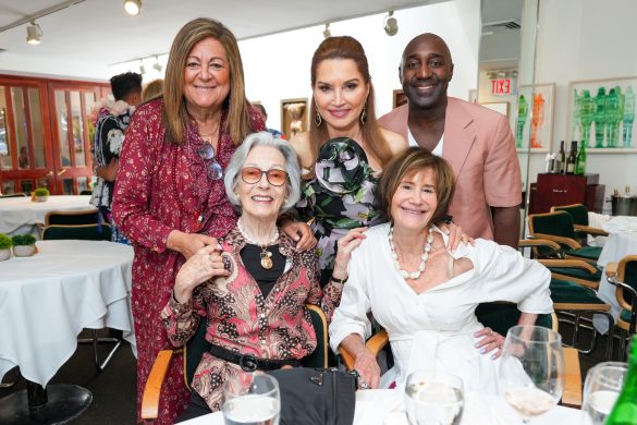 NEW YORK, NY - JULY 12: Fern Mallis, Barbara Tober, Jean Shafiroff, Ron Dyce and Lee Fryd attend Jean Shafiroff Hosts Luncheon In Honor Of Bastille Day at Michael's on July 12, 2023 in New York. (Photo by Sean Zanni/PMC/PMC) *** Local Caption *** Fern Mallis;Barbara Tober;Jean Shafiroff;Ron Dyce;Lee Fryd