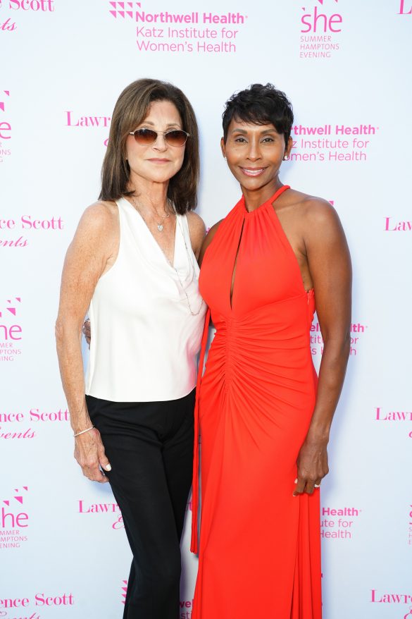 AUGUST 13: Joan Axelrod and Michelle Fox attend Northwell Health Foundation Summer Hamptons Evening S.H.E. on August 13, 2023. (Photo by Jared Siskin/PMC/PMC) *** Local Caption *** Joan Axelrod;Michelle Fox