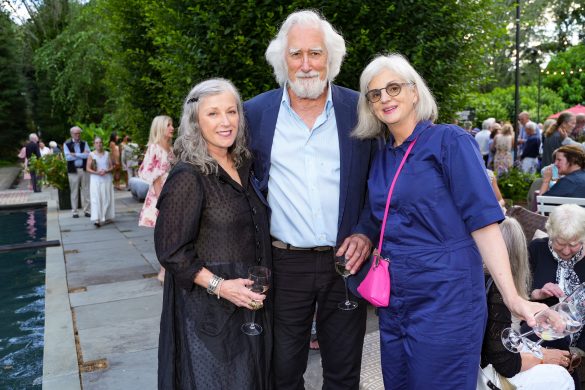 EAST HAMPTON, NY - JULY 22: Cindy Sherman, Jack Hanley and Bridgette Goodbody attend LongHouse Reserve MIDSUMMER DREAM 2023 Benefit at LongHouse Reserve on July 22, 2023 in East Hampton, NY. (Photo by Sean Zanni/PMC) *** Local Caption *** Cindy Sherman;Jack Hanley;Bridgette Goodbody