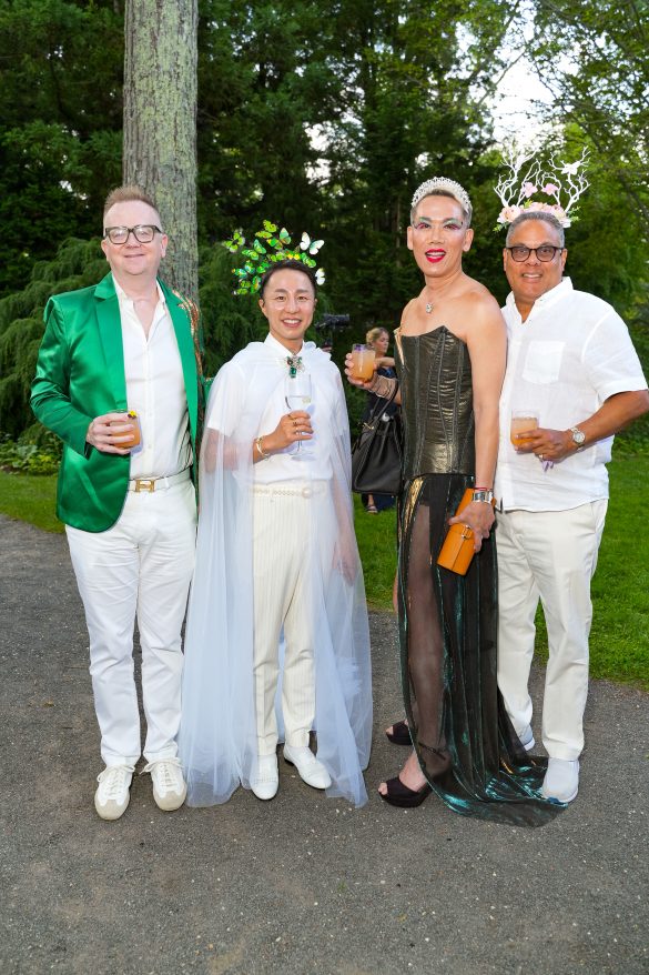 EAST HAMPTON, NY - JULY 22: Colby Vogt, Donghwan Kim, Dr. Peter and Ricardo Martinez attend LongHouse Reserve MIDSUMMER DREAM 2023 Benefit at LongHouse Reserve on July 22, 2023 in East Hampton, NY. (Photo by Sean Zanni/PMC) *** Local Caption *** Colby Vogt;Donghwan Kim;Dr. Peter;Ricardo Martinez
