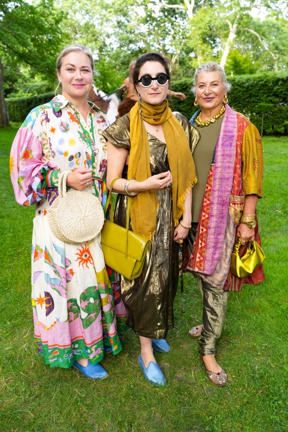 EAST HAMPTON, NY - JULY 22: Cristina Buckley, Natalie Donghia and Sherri Donghia attend LongHouse Reserve MIDSUMMER DREAM 2023 Benefit at LongHouse Reserve on July 22, 2023 in East Hampton, NY. (Photo by Sean Zanni/PMC) *** Local Caption *** Cristina Buckley;Natalie Donghia;Sherri Donghia