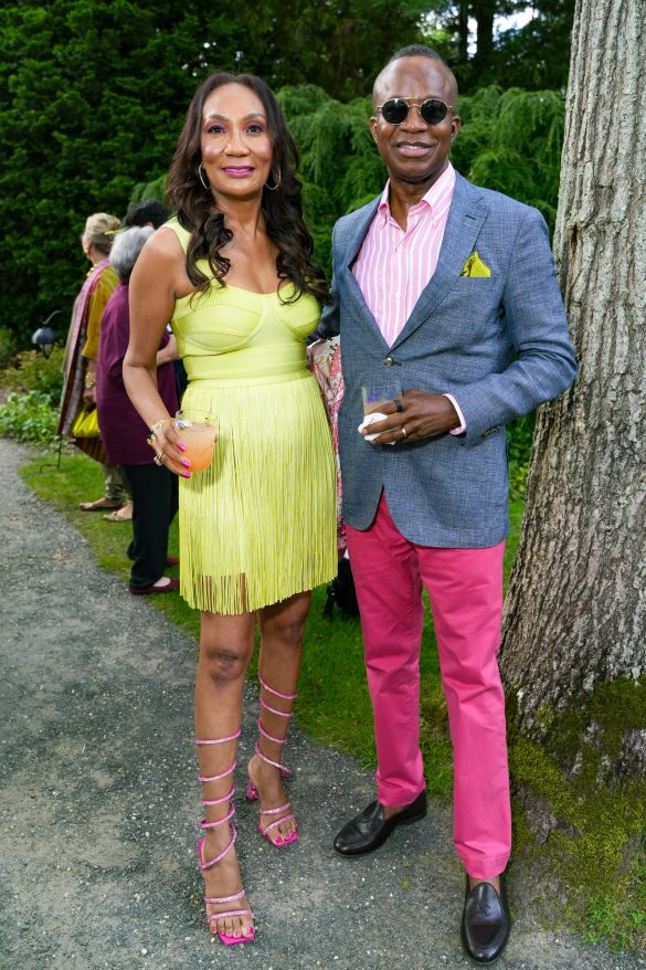 EAST HAMPTON, NY - JULY 22: Ingrid Simmons George and Dr. Derek T. George attend LongHouse Reserve MIDSUMMER DREAM 2023 Benefit at LongHouse Reserve on July 22, 2023 in East Hampton, NY. (Photo by Sean Zanni/PMC/PMC) *** Local Caption *** Ingrid Simmons George;Dr. Derek T. George