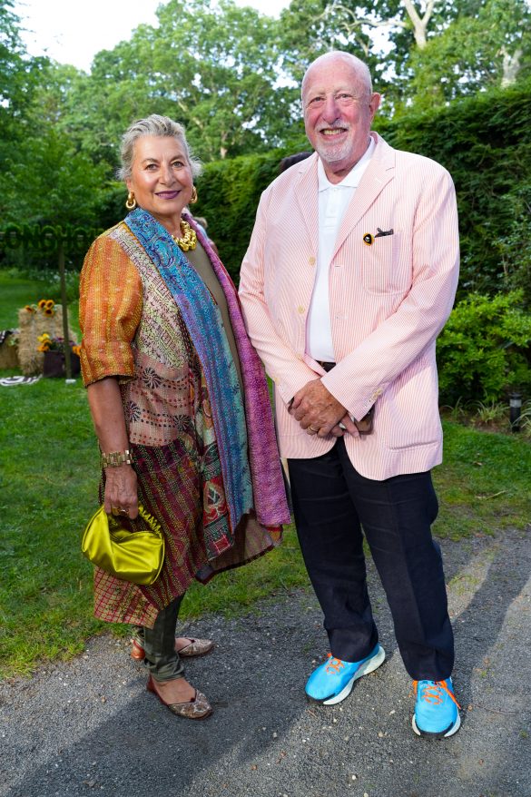 EAST HAMPTON, NY - JULY 22: Sherri Donghia and Roger Eualu attend LongHouse Reserve MIDSUMMER DREAM 2023 Benefit at LongHouse Reserve on July 22, 2023 in East Hampton, NY. (Photo by Sean Zanni/PMC/PMC) *** Local Caption *** Sherri Donghia;Roger Eualu
