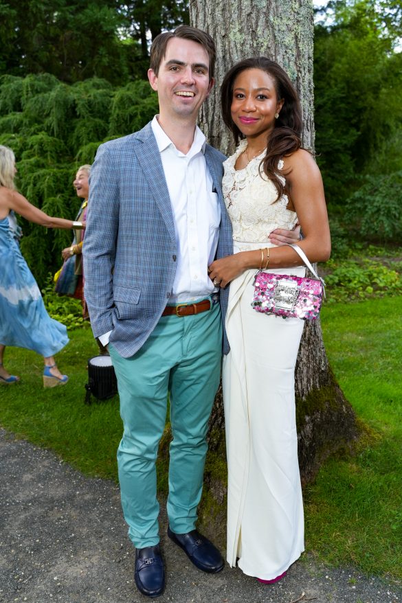 EAST HAMPTON, NY - JULY 22: Spencer Washburn and Elisabeth George Washburn attend LongHouse Reserve MIDSUMMER DREAM 2023 Benefit at LongHouse Reserve on July 22, 2023 in East Hampton, NY. (Photo by Sean Zanni/PMC/PMC) *** Local Caption *** Spencer Washburn;Elisabeth George Washburn