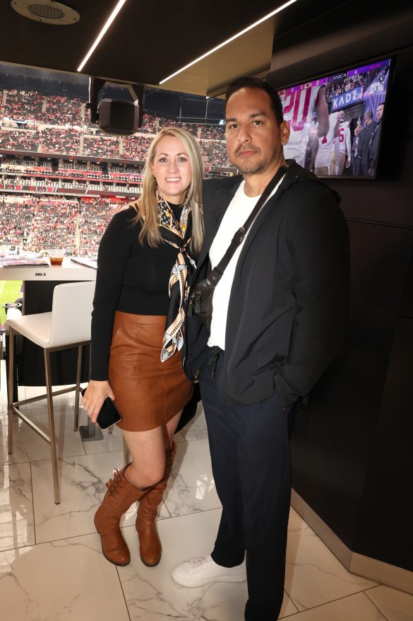 LAS VEGAS, NEVADA - FEBRUARY 11: Laurie Dobson and Ruben Herrera attend the Thomas J Henry Super Bowl LVIII Experience on February 11, 2024 in Las Vegas, Nevada. (Photo by Johnny Nunez/Getty Images for Thomas J Henry)